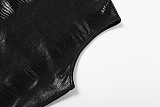 SUPER WHOLESALE | Pu Material Off-shoulder Jumpsuit