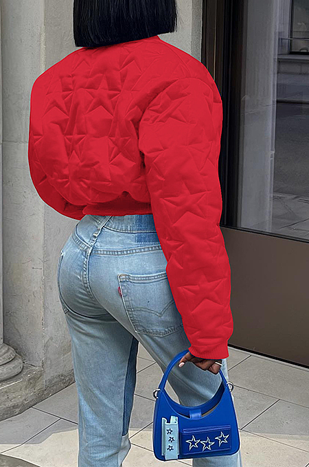 SUPER WHOLESALE | Puffy Button Up Jacket in Solid