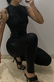 SUPER WHOLESALE | Pu Material Off-shoulder Jumpsuit
