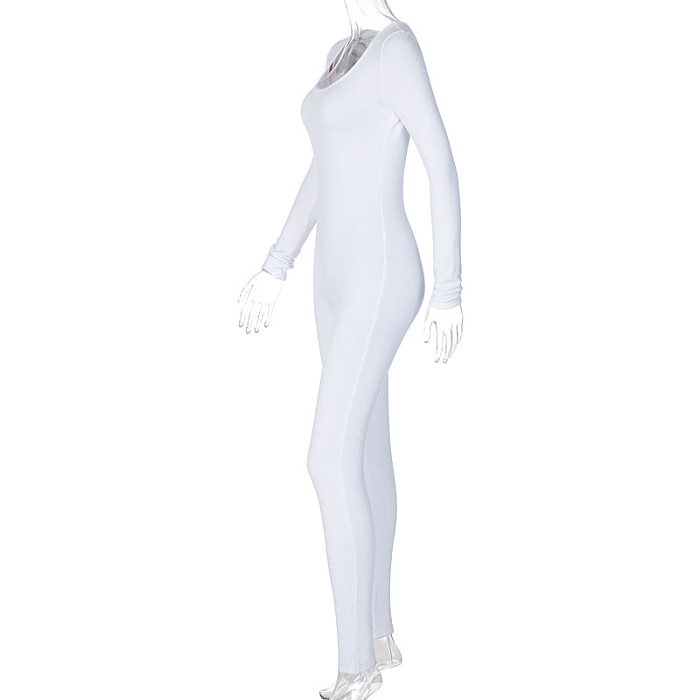 SUPER WHOLESALE | Square Neck High Elastic  Jumpsuit in Solid