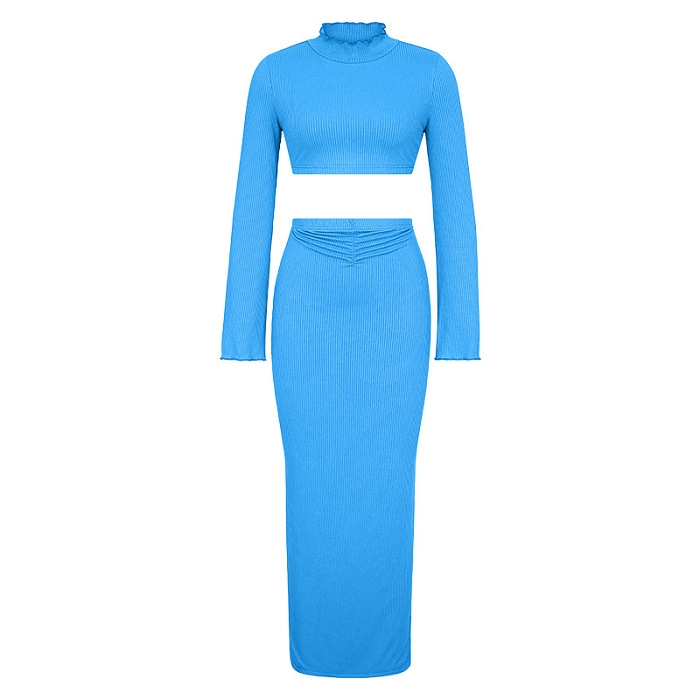 SUPER WHOLESALE | Pit Material Flare Cuff Skirt Set