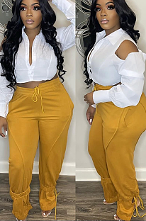 SUPER WHOLESALE | Split Shoulder Long Sleeve Shirt in White