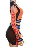 SUPER WHOLESALE | Knitted Zipper Ribbed High-Waisted Bodycon Skirt Set in Orange