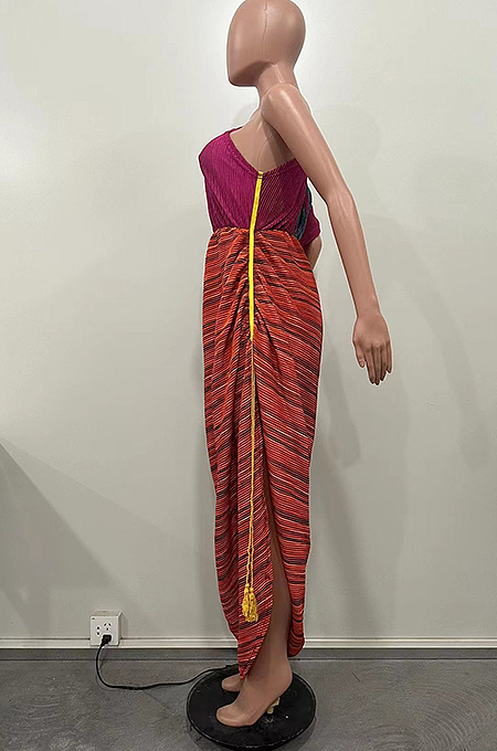 SUPER WHOLESALE | Printed Ragged Design Ruffles Dress