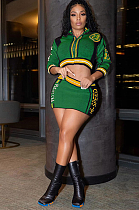 SUPER WHOLESALE | Knitted Zipper Ribbed High-Waisted Bodycon Skirt Set in Green