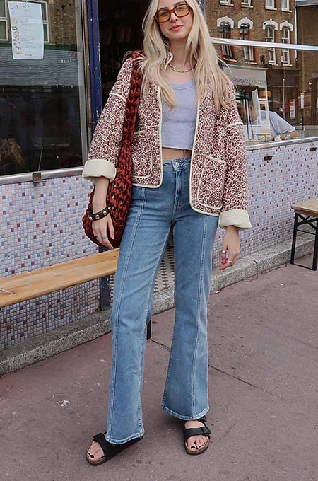 SUPER WHOLESALE | Daisy Printed Contrast Cotton Coat