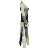SUPER WHOLESALE | Color-block Side Split Distress Dress