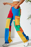 SUPER WHOLESALE | Color-block Patchwork Distress Pants