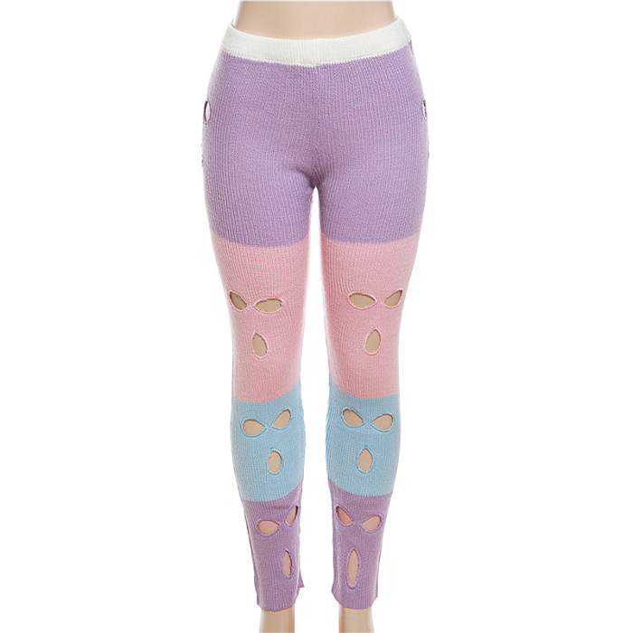 SUPER WHOLESALE | Knitted Hollow-out Elastic Pants