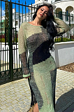 SUPER WHOLESALE | Color-block Side Split Distress Dress
