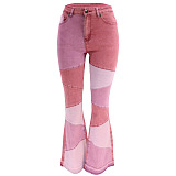 SUPER WHOLESALE | Plus SizePatchwork Flare Bottom Jeans