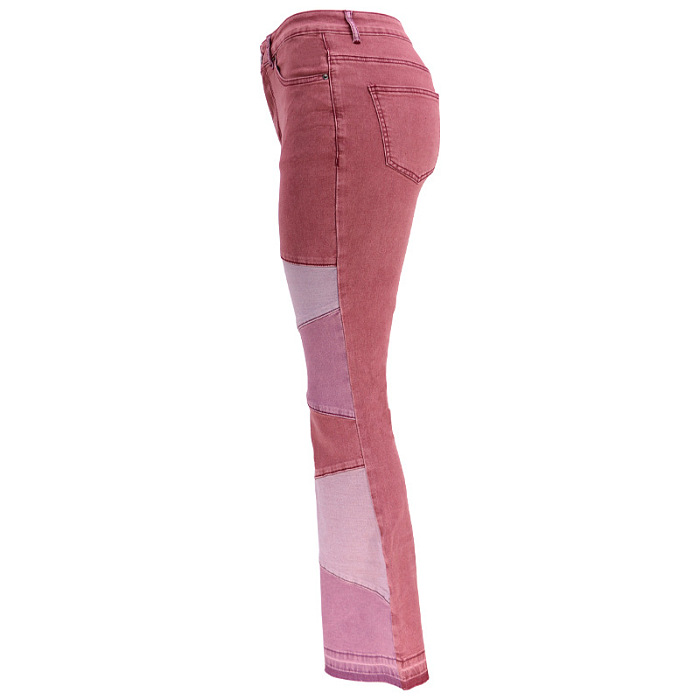 SUPER WHOLESALE | Plus SizePatchwork Flare Bottom Jeans