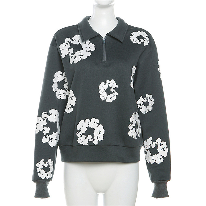 SUPER WHOLESALE | Shirt Collar Half Zip Up Top