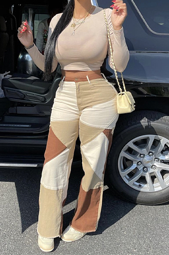 SUPER WHOLESALE |  3 Tones Patchwork Pants