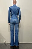 SUPER WHOLESALE | Denim Blue Half Button Up Jumpsuit