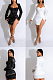 SUPER WHOLESALE | Plunging Square Neck Pathcwork Sequins Split Dress