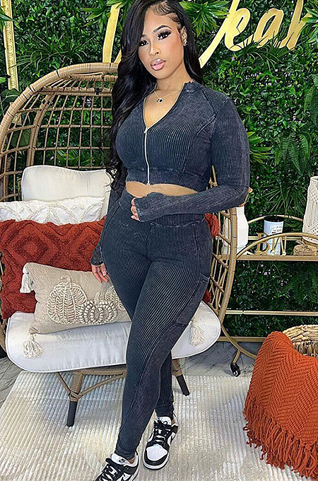 SUPER WHOLESALE |  Pit Fabric Crop Tracking Top & Legging Bottom