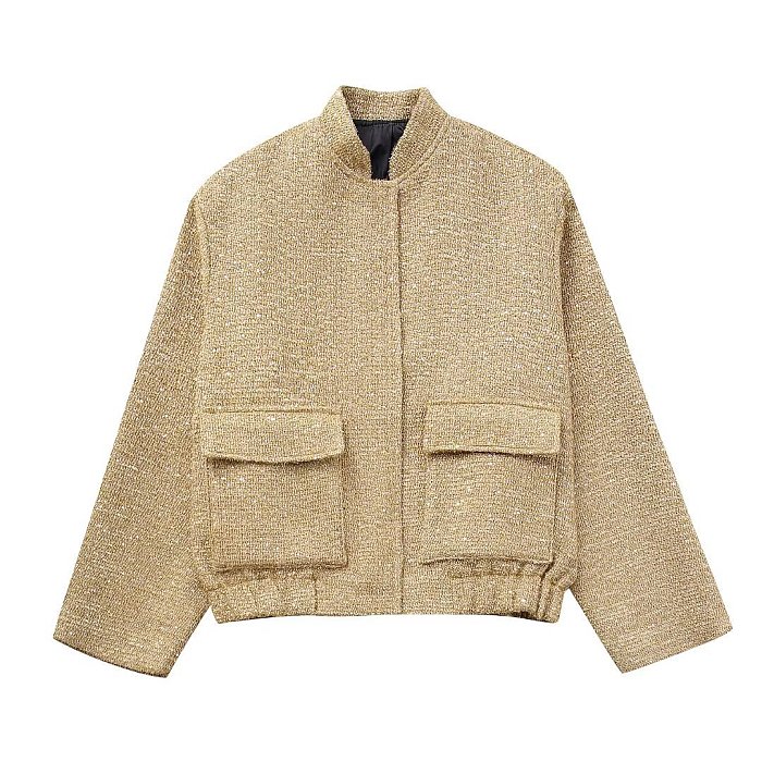 SUPER WHOLESALE | Sequins Front Pockets Coat