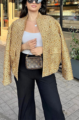 SUPER WHOLESALE | Sequins Front Pockets Coat