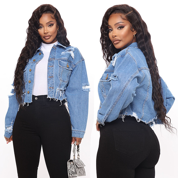 SUPER WHOLESALE | Distress Aged Denim Coat