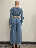 SUPER WHOLESALE | Tassel Hem Self Tie Loose Pants Set
