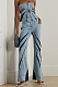 SUPER WHOLESALE | Two Tones Bandeau Jeans Set