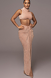 SUPER WHOLESALE | Turtle Neck Crop Top & Side Split Skirt
