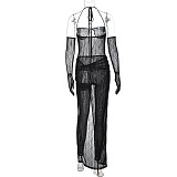 SUPER WHOLESALE | See-through Off Shoulder Dress with Shoulder Cover