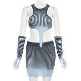 SUPER WHOLESALE | Pit Material Gradiant Tank Top & Skirt Bottom