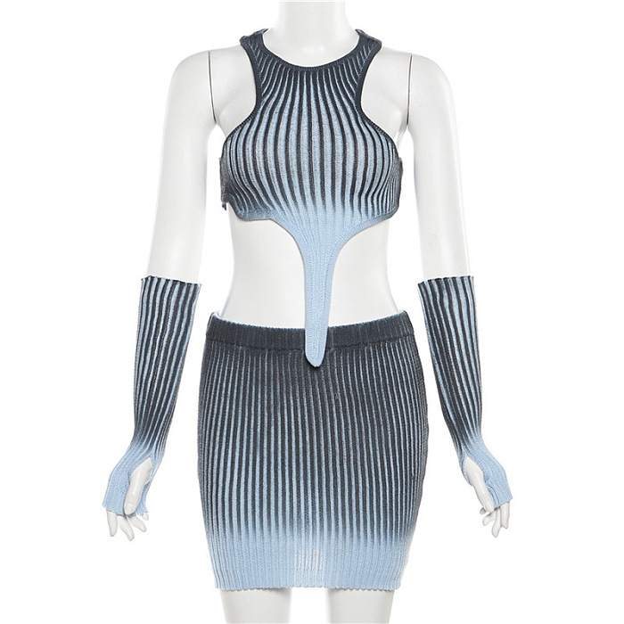 SUPER WHOLESALE | Pit Material Gradiant Tank Top & Skirt Bottom