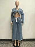 SUPER WHOLESALE | Tassel Hem Self Tie Loose Pants Set