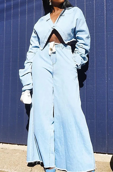 SUPER WHOLESALE | Tassel Hem Self Tie Loose Pants Set