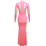 SUPER WHOLESALE | Sexy Chiffon Patchwork See-through Flare Bottom Long Dress