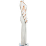 SUPER WHOLESALE | Sexy Chiffon Patchwork See-through Flare Bottom Long Dress
