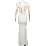 SUPER WHOLESALE | Sexy Chiffon Patchwork See-through Flare Bottom Long Dress