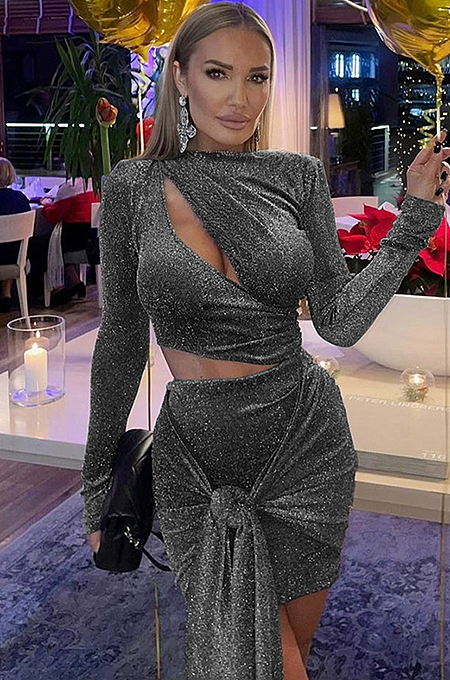 SUPER WHOLESALE | Cut-out Front Bow Decor Dress