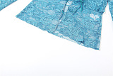 SUPER WHOLESALE | Rose Laced Front Tie Skirt Set
