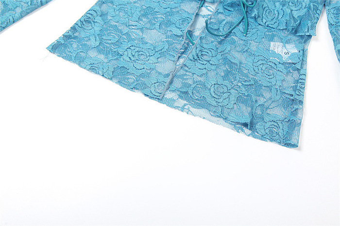 SUPER WHOLESALE | Rose Laced Front Tie Skirt Set