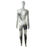 SUPER WHOLESALE | Digital Printed Half Zip Up Jumpsuit