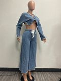 SUPER WHOLESALE | Tassel Hem Self Tie Loose Pants Set