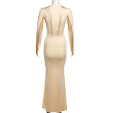 SUPER WHOLESALE | Sexy Chiffon Patchwork See-through Flare Bottom Long Dress