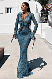 SUPER WHOLESALE | Rose Laced Front Tie Skirt Set