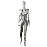 SUPER WHOLESALE | Digital Printed Half Zip Up Jumpsuit