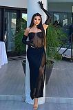 SUPER WHOLESALE | See-through Off Shoulder Dress with Shoulder Cover