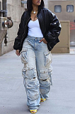 SUPER WHOLESALE |  Distress Pockets Loose Jeans