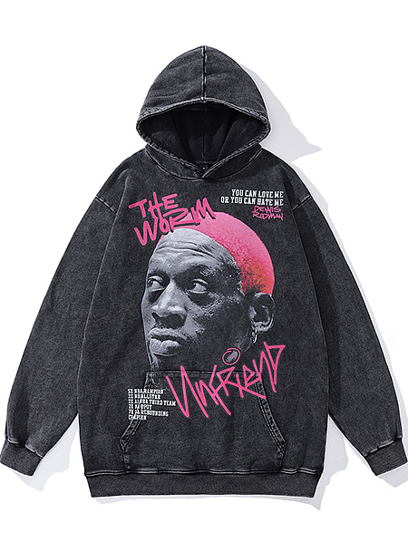 SUPER WHOLESALE | NBA Star Head Portrait Printed Oversize Hoodie Top
