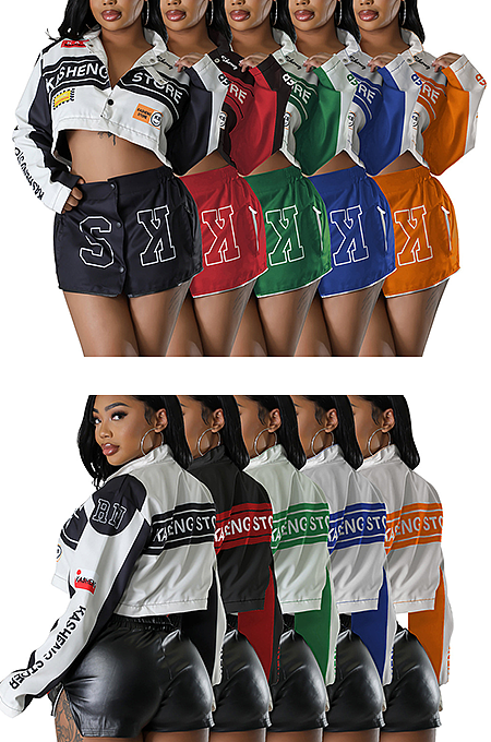 SUPER WHOLESALE | Button Up Race Jacket & Pu Shorts