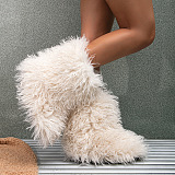 SUPER WHOLESALE | Furry Lower Top Teddy Boots in Apricot