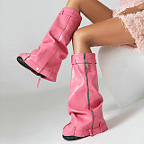 SUPER WHOLESALE | Pu Material Zip Up Platform Boots
