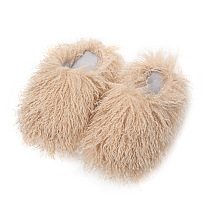 SUPER WHOLESALE | Furry Lower Top Teddy Slides in Apricot